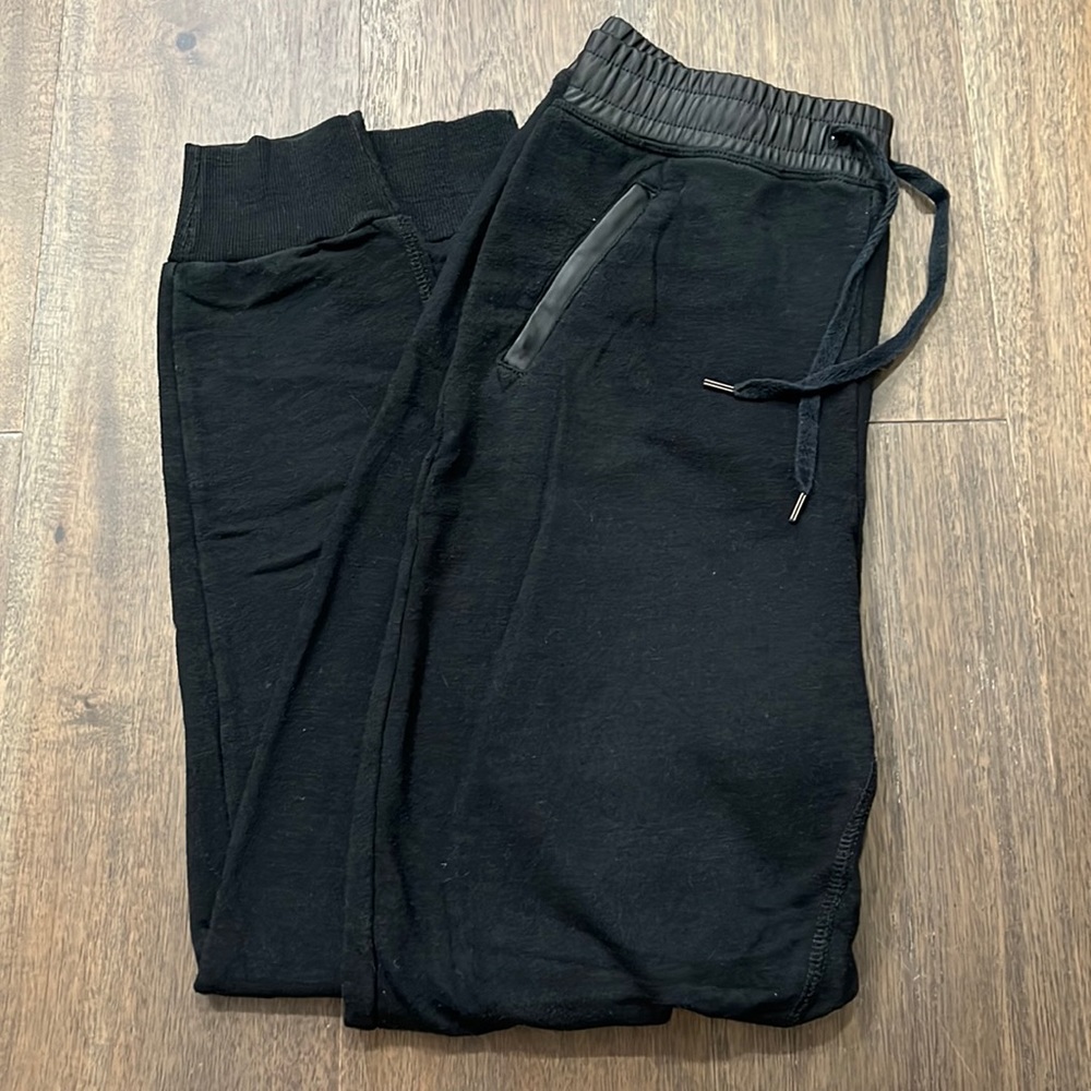Abercrombie & Fitch Black Joggers with Faux Leather Waistband and Pockets